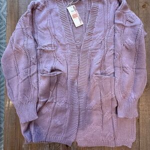 Dokotoo Chunky Crochet Cardigan Mauve OS NWT
